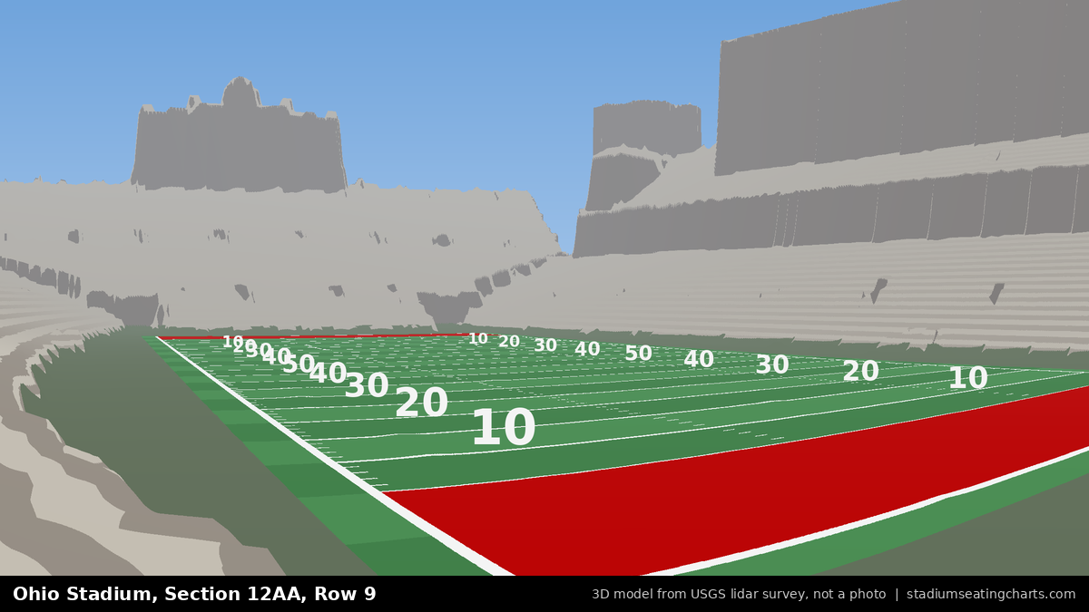 View from Ohio Stadium Section 12AA, Row 9, looking toward the field