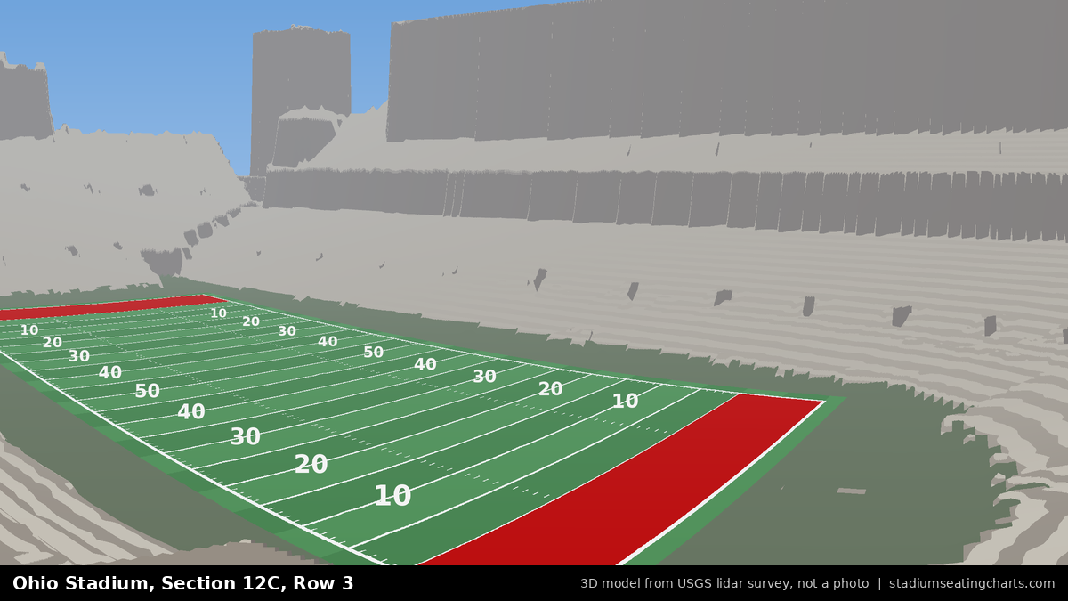 View from Ohio Stadium Section 12C, Row 3, looking toward the field