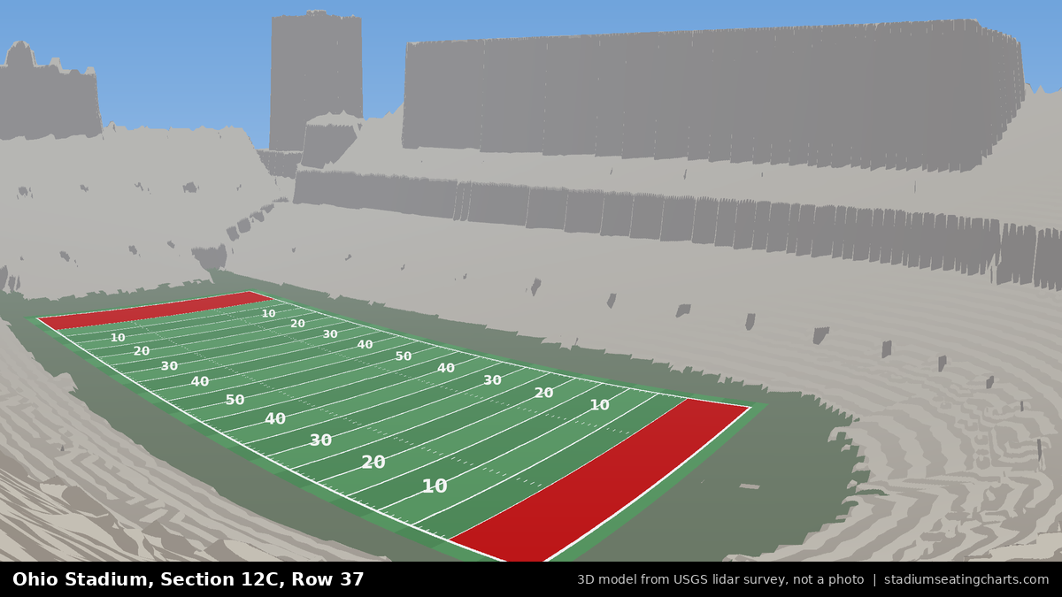 View from Ohio Stadium Section 12C, Row 37, looking toward the field