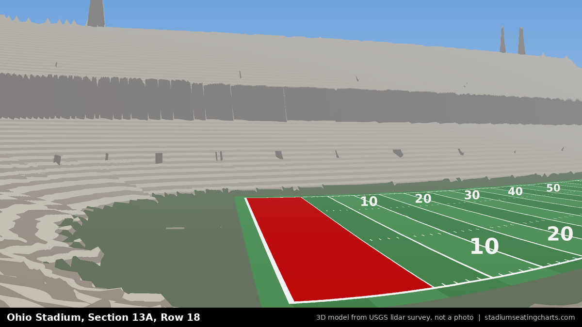 View from Ohio Stadium Section 13A, Row 18, looking toward the field