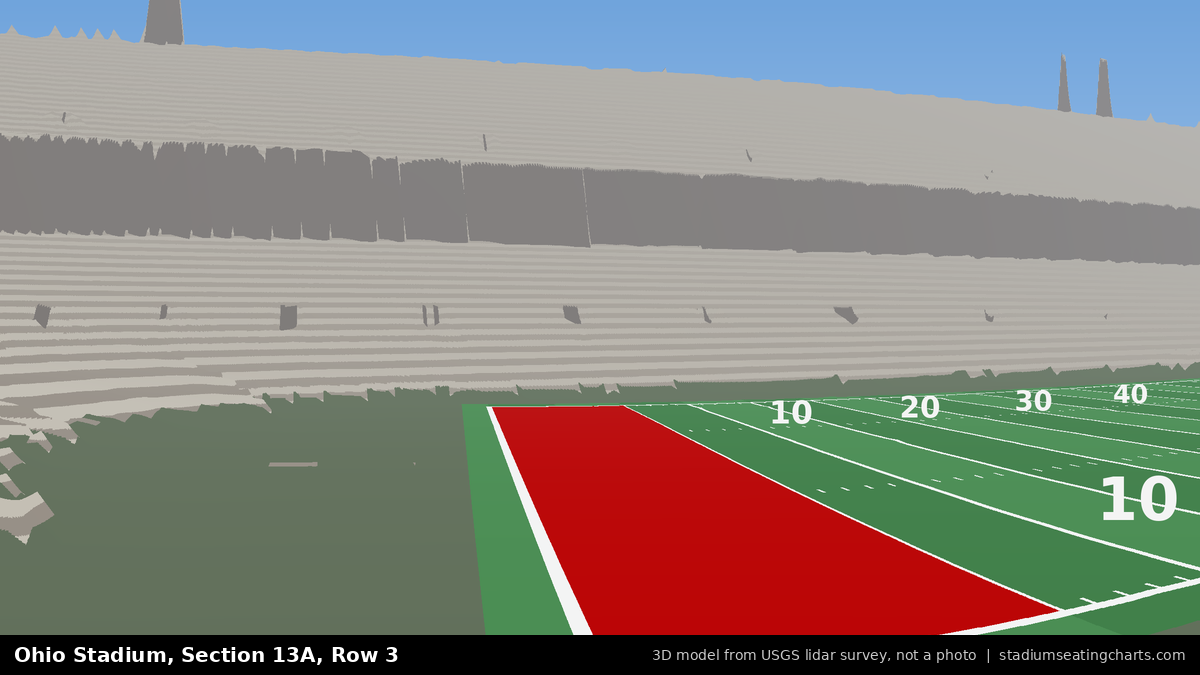 View from Ohio Stadium Section 13A, Row 3, looking toward the field