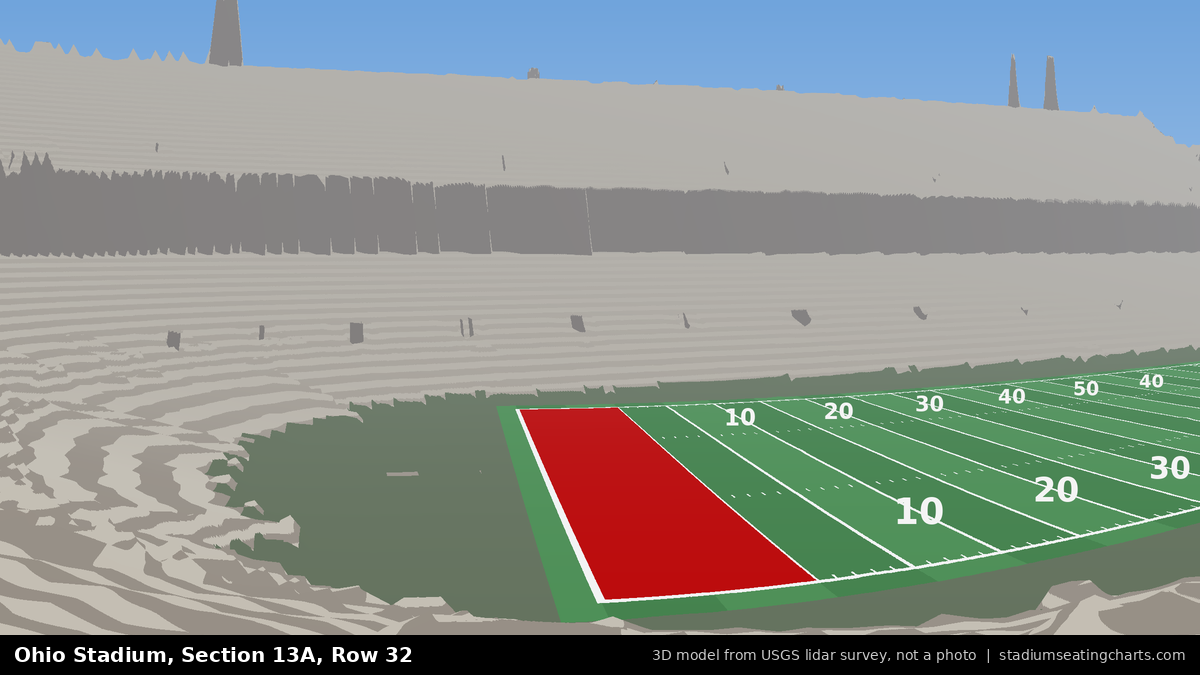 View from Ohio Stadium Section 13A, Row 32, looking toward the field