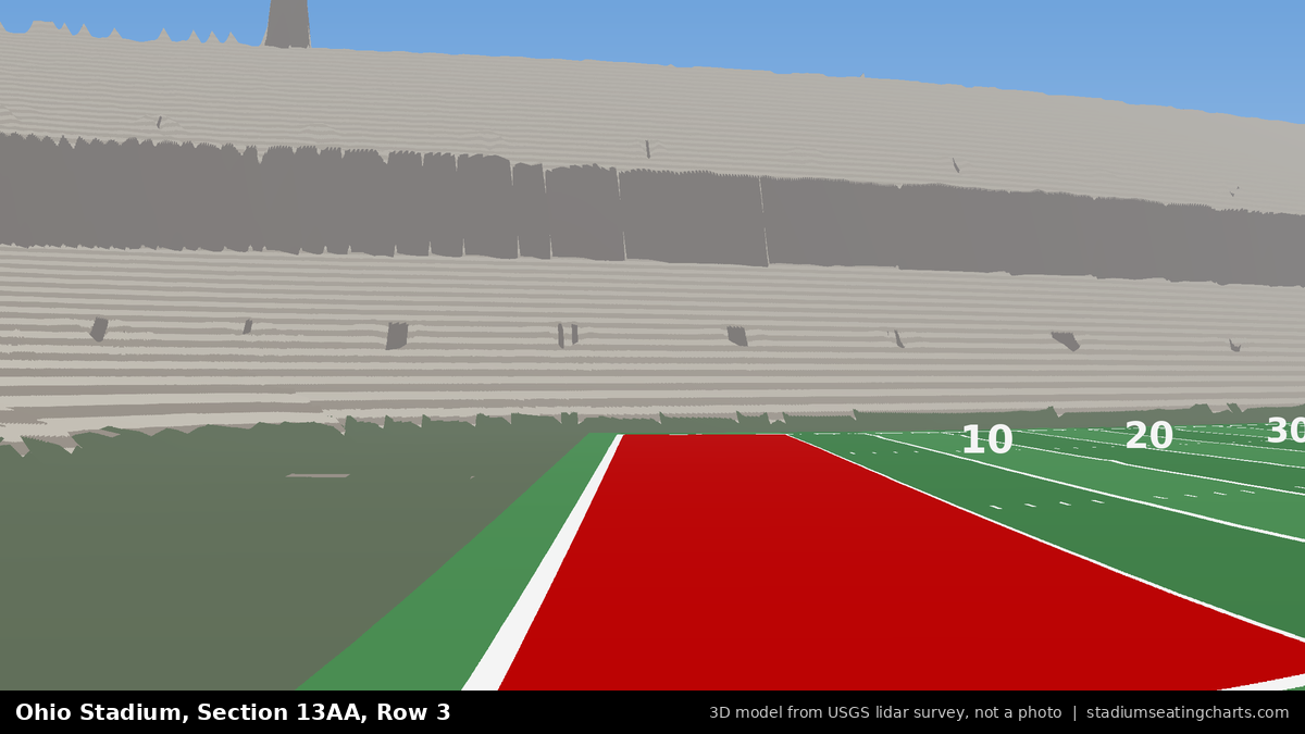 View from Ohio Stadium Section 13AA, Row 3, looking toward the field