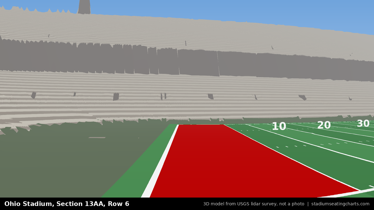 View from Ohio Stadium Section 13AA, Row 6, looking toward the field