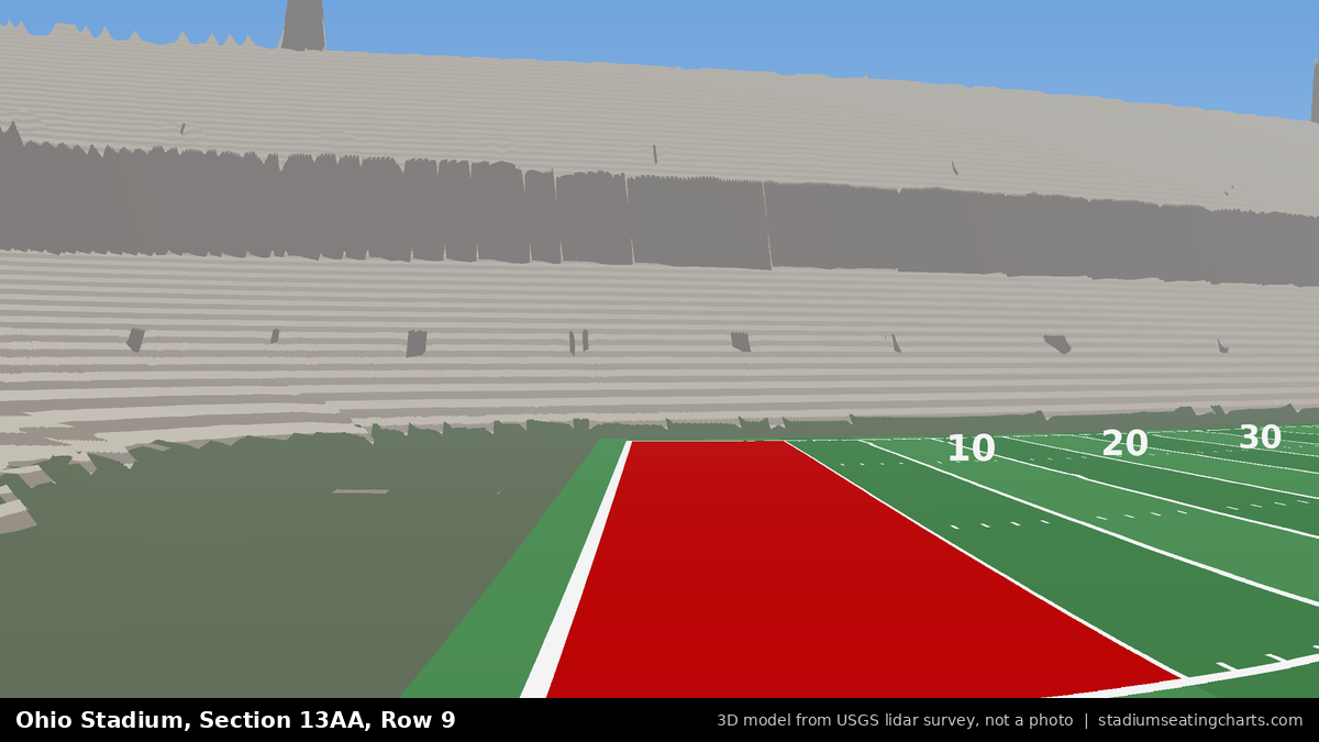 View from Ohio Stadium Section 13AA, Row 9, looking toward the field