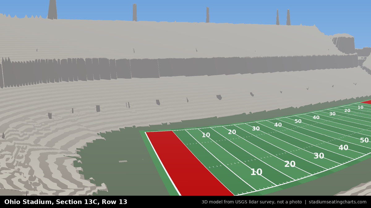 View from Ohio Stadium Section 13C, Row 13, looking toward the field