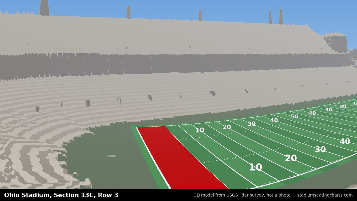 View from Ohio Stadium Section 13C, Row 3, looking toward the field
