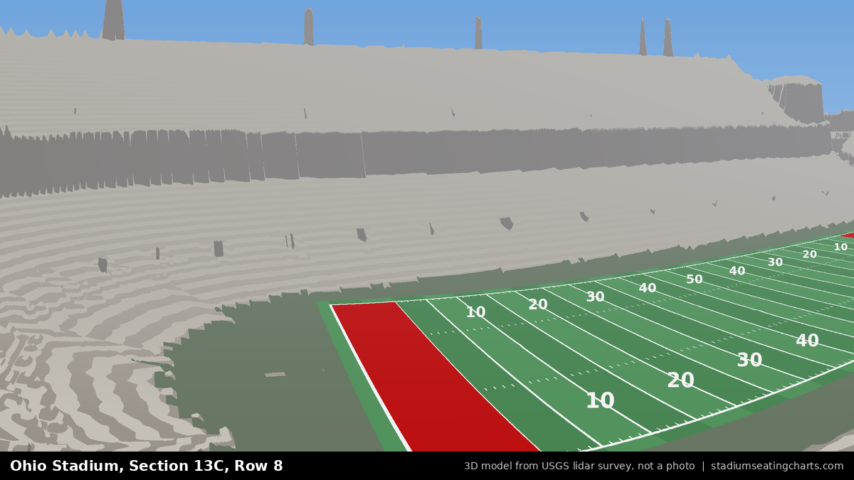 View from Ohio Stadium Section 13C, Row 8, looking toward the field