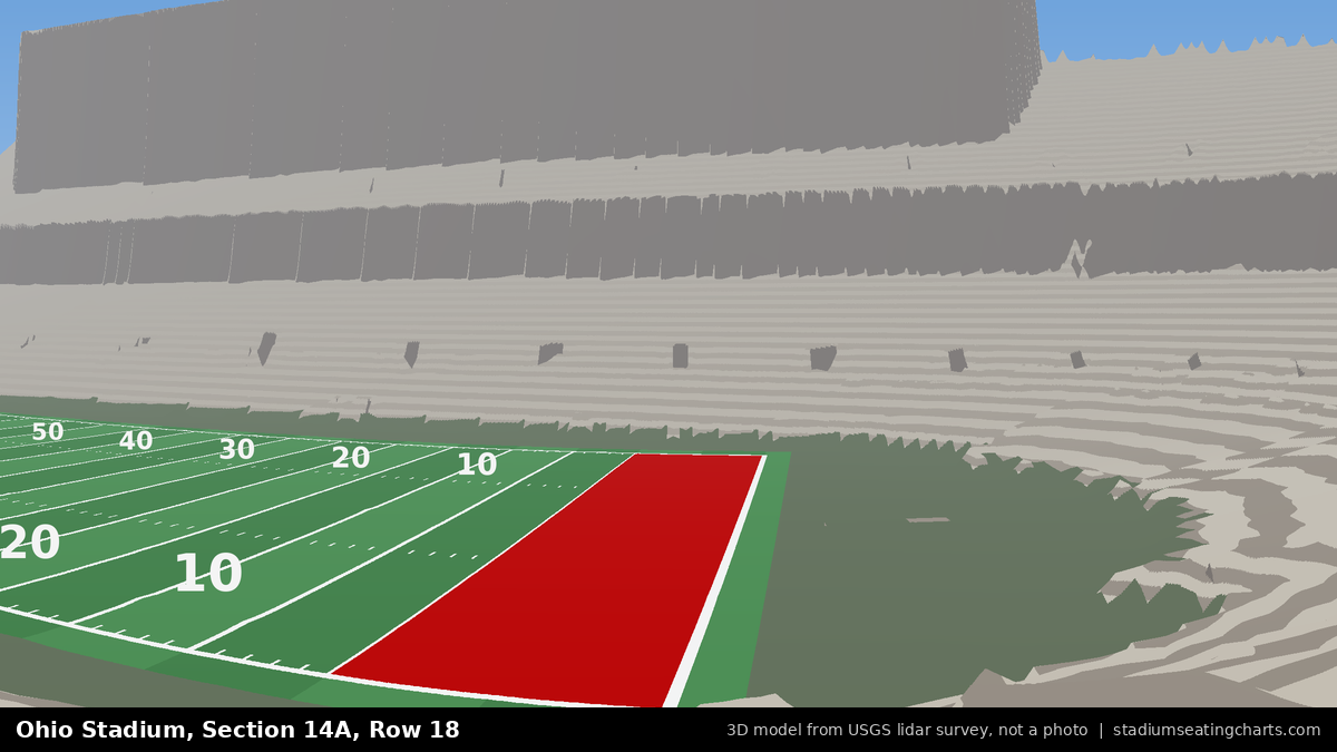 View from Ohio Stadium Section 14A, Row 18, looking toward the field