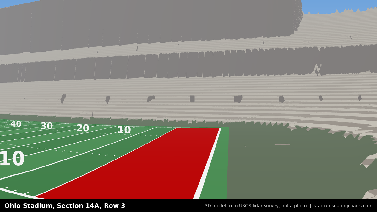 View from Ohio Stadium Section 14A, Row 3, looking toward the field