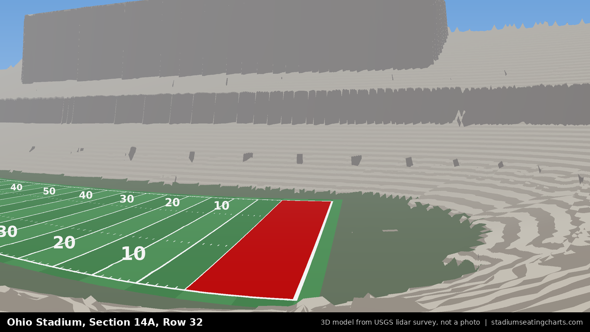 View from Ohio Stadium Section 14A, Row 32, looking toward the field