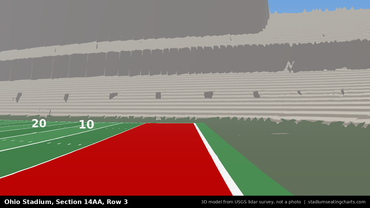View from Ohio Stadium Section 14AA, Row 3, looking toward the field