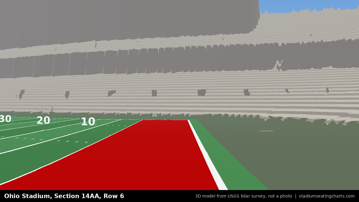 View from Ohio Stadium Section 14AA, Row 6, looking toward the field
