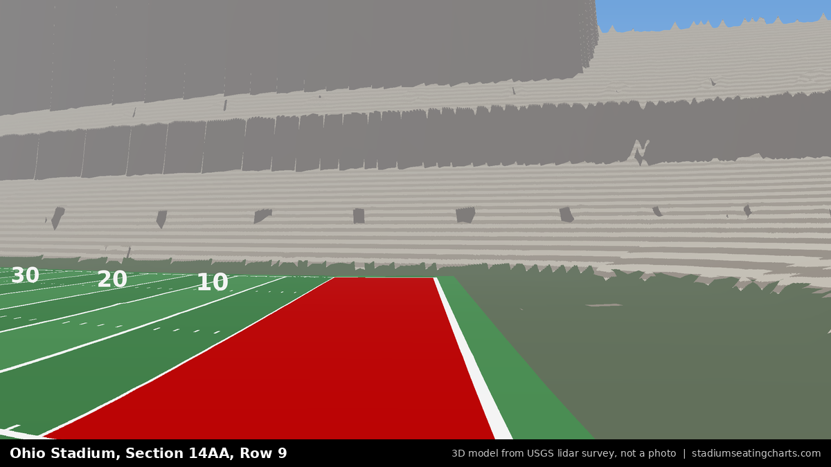 View from Ohio Stadium Section 14AA, Row 9, looking toward the field
