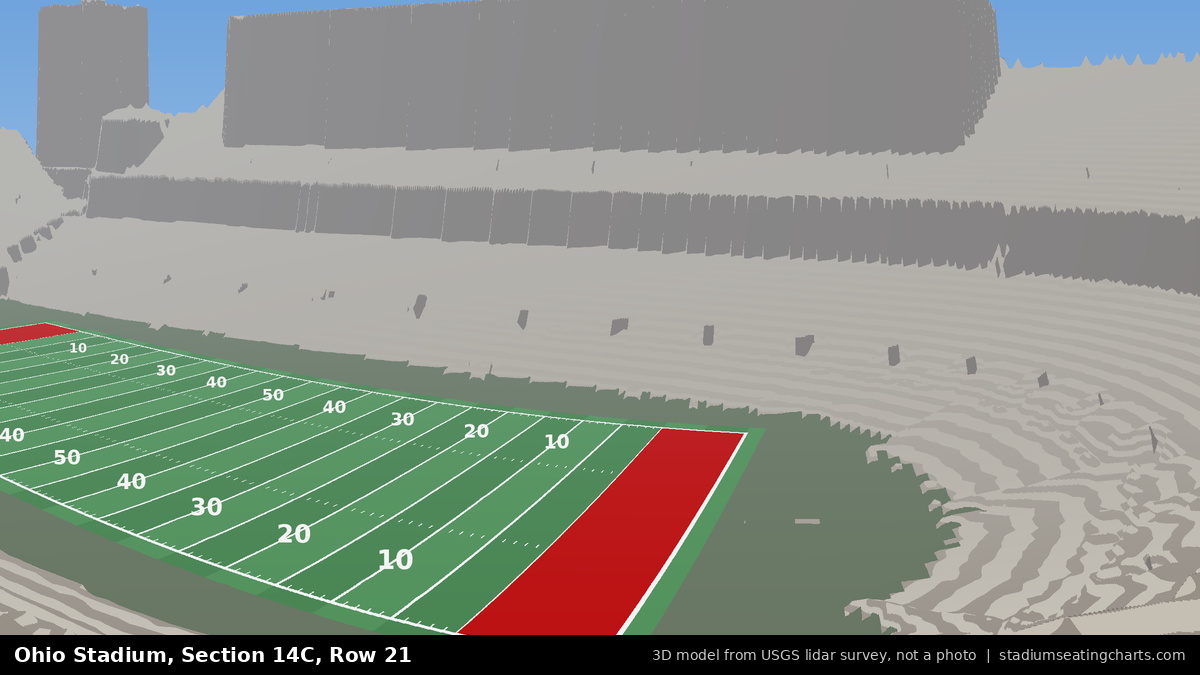 View from Ohio Stadium Section 14C, Row 21, looking toward the field