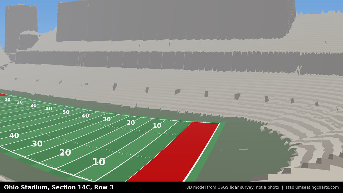 View from Ohio Stadium Section 14C, Row 3, looking toward the field