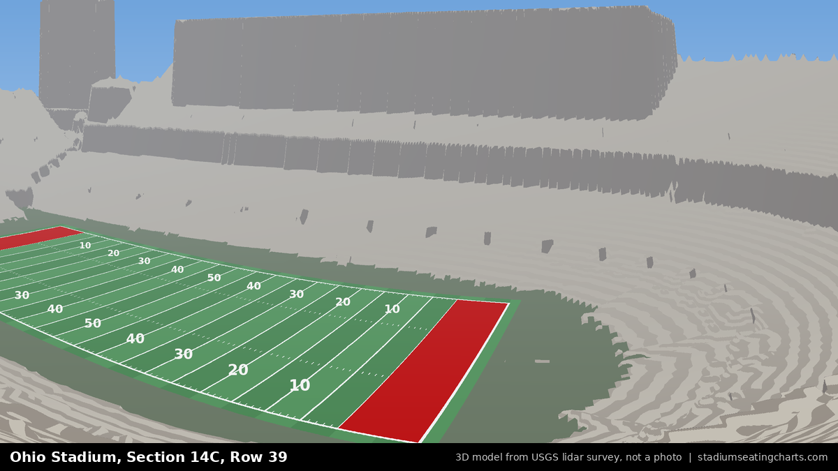 View from Ohio Stadium Section 14C, Row 39, looking toward the field
