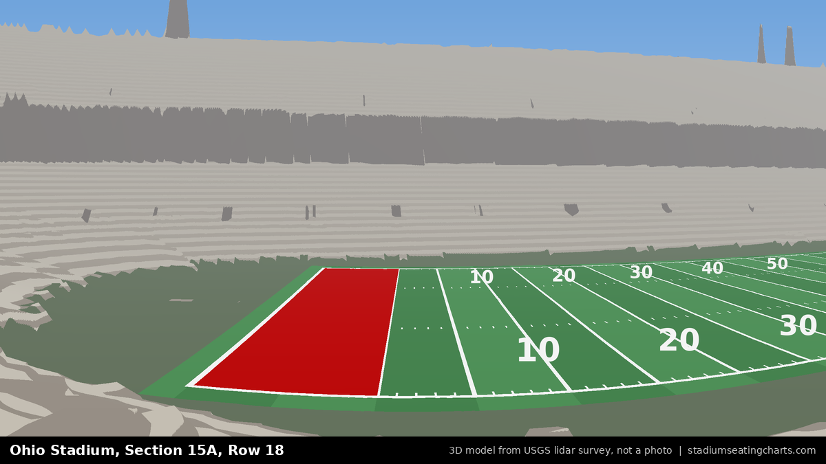 View from Ohio Stadium Section 15A, Row 18, looking toward the field