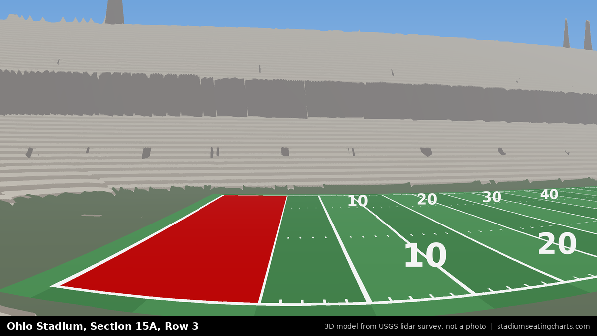 View from Ohio Stadium Section 15A, Row 3, looking toward the field