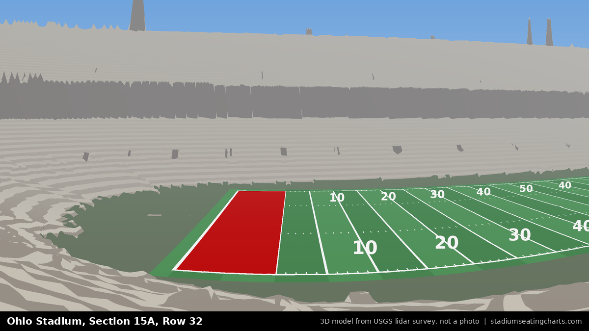 View from Ohio Stadium Section 15A, Row 32, looking toward the field