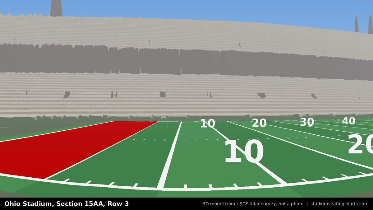 View from Ohio Stadium Section 15AA, Row 3, looking toward the field