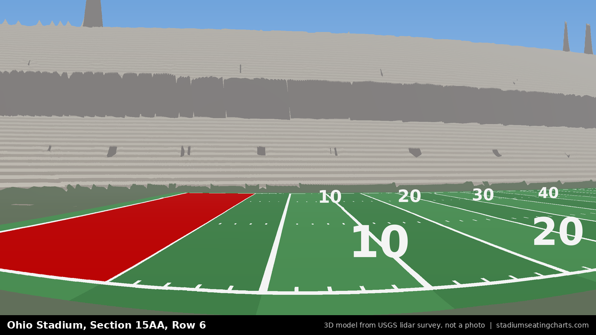 View from Ohio Stadium Section 15AA, Row 6, looking toward the field