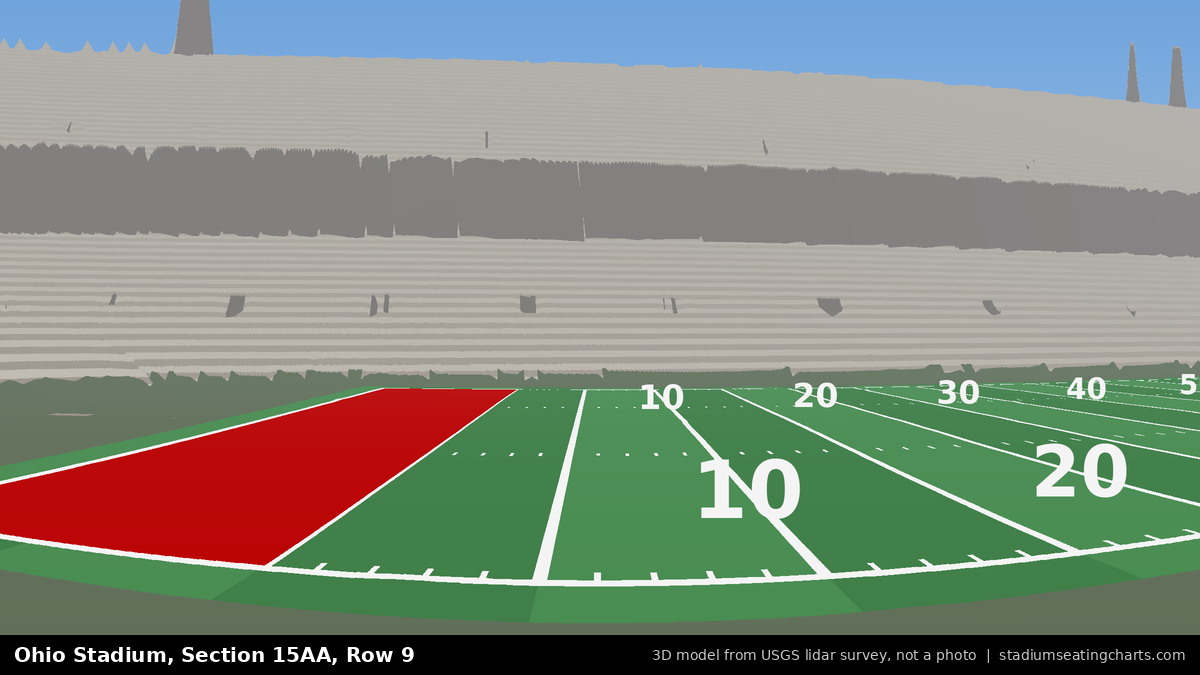 View from Ohio Stadium Section 15AA, Row 9, looking toward the field