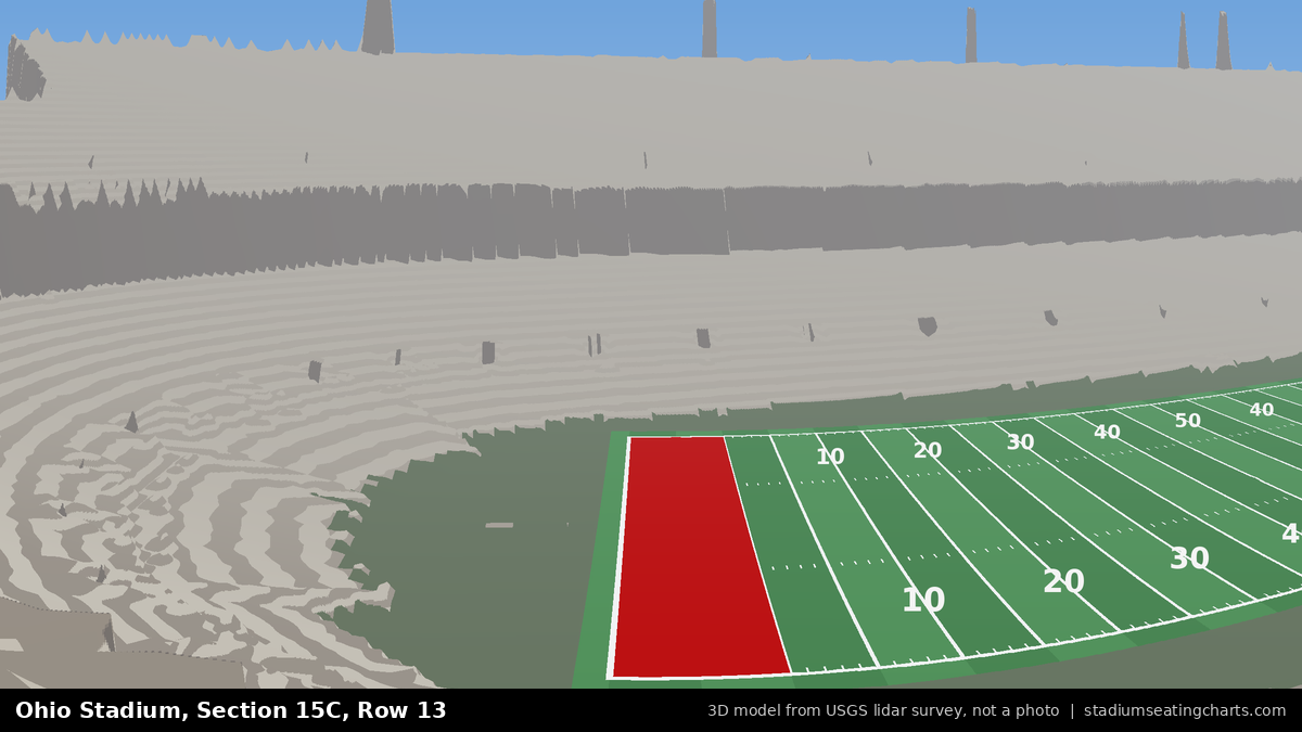 View from Ohio Stadium Section 15C, Row 13, looking toward the field