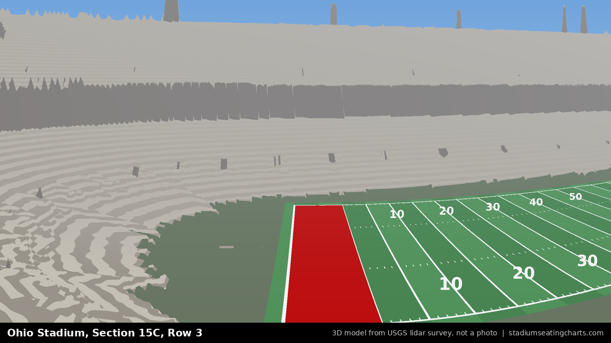 View from Ohio Stadium Section 15C, Row 3, looking toward the field