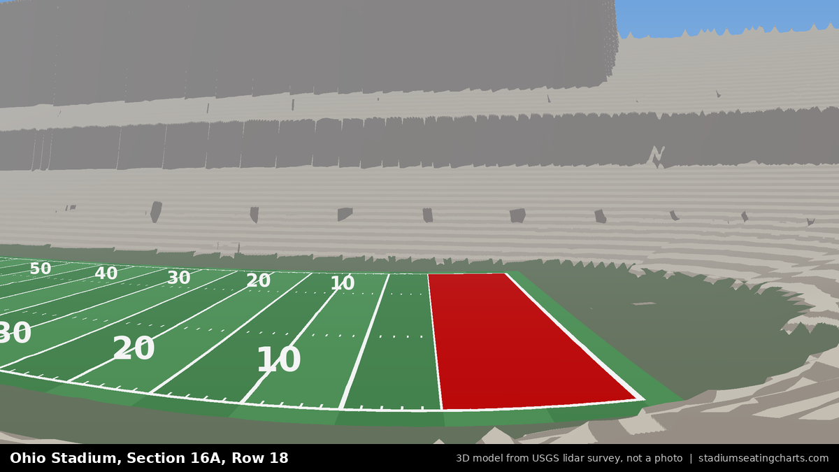View from Ohio Stadium Section 16A, Row 18, looking toward the field