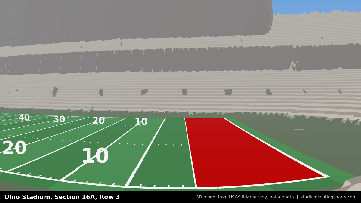 View from Ohio Stadium Section 16A, Row 3, looking toward the field