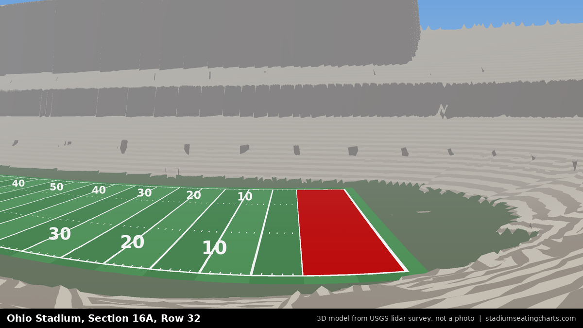 View from Ohio Stadium Section 16A, Row 32, looking toward the field