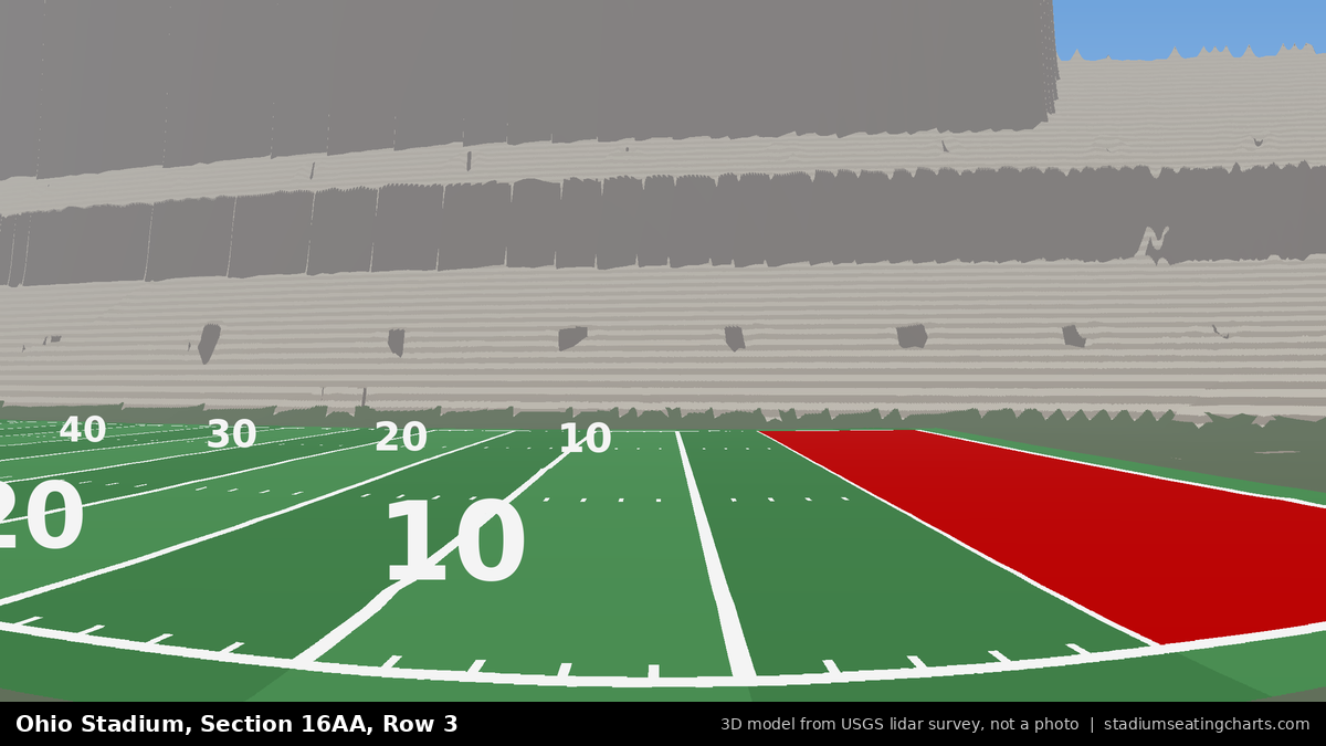 View from Ohio Stadium Section 16AA, Row 3, looking toward the field