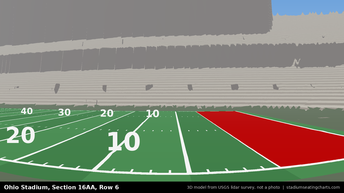 View from Ohio Stadium Section 16AA, Row 6, looking toward the field