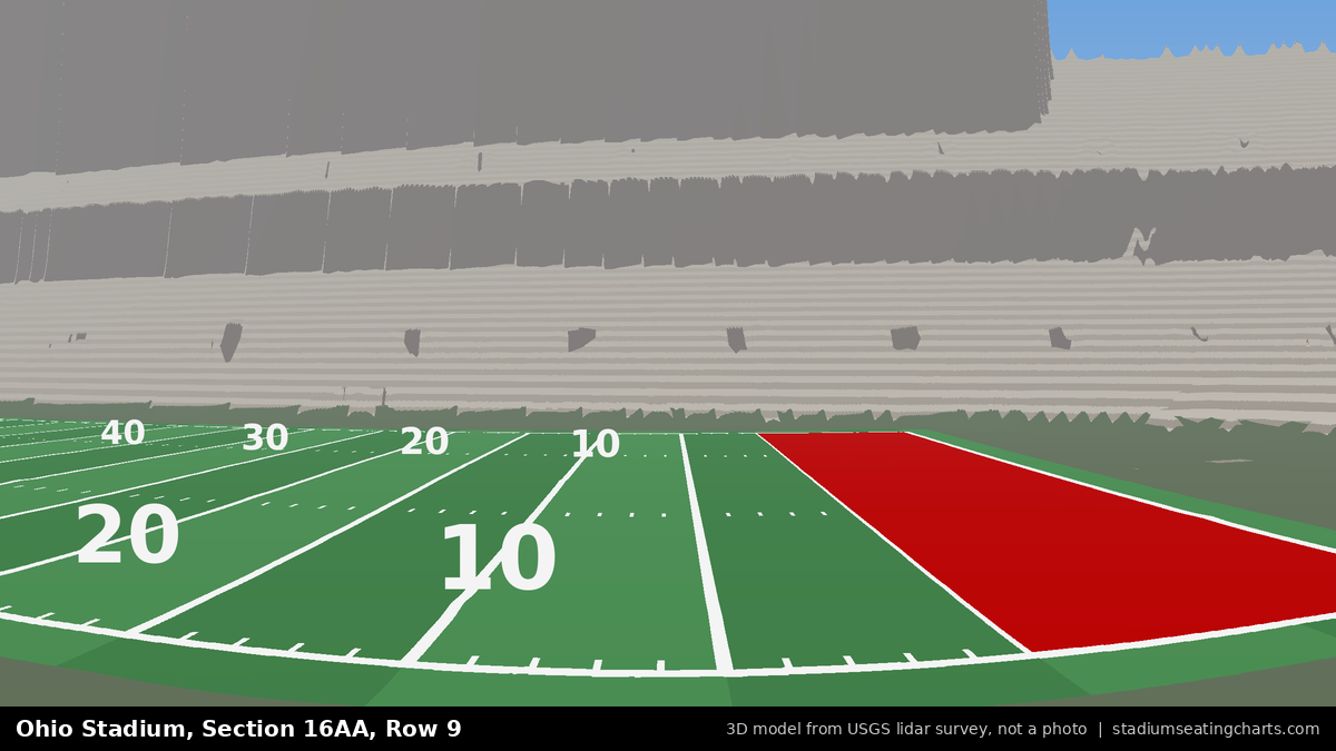 View from Ohio Stadium Section 16AA, Row 9, looking toward the field