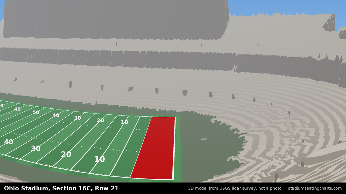 View from Ohio Stadium Section 16C, Row 21, looking toward the field