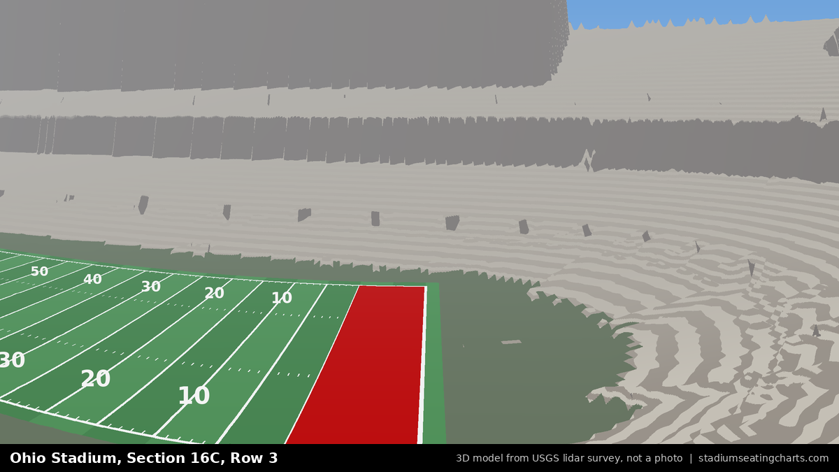 View from Ohio Stadium Section 16C, Row 3, looking toward the field