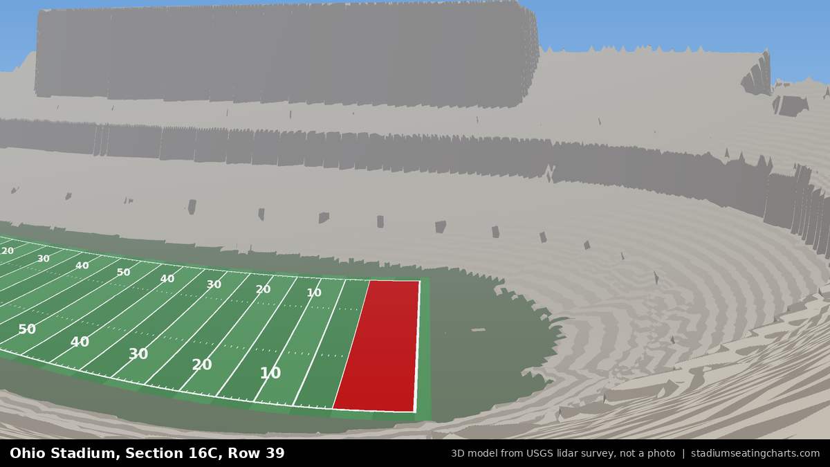 View from Ohio Stadium Section 16C, Row 39, looking toward the field