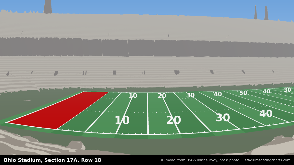 View from Ohio Stadium Section 17A, Row 18, looking toward the field