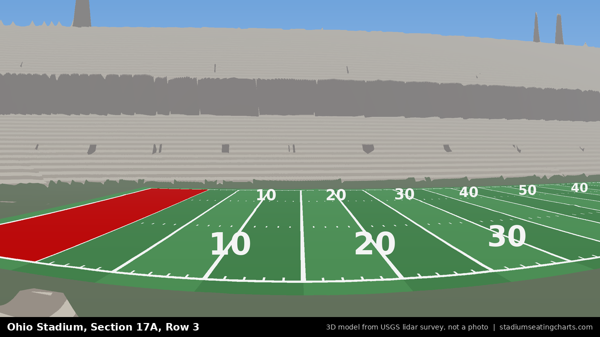 View from Ohio Stadium Section 17A, Row 3, looking toward the field