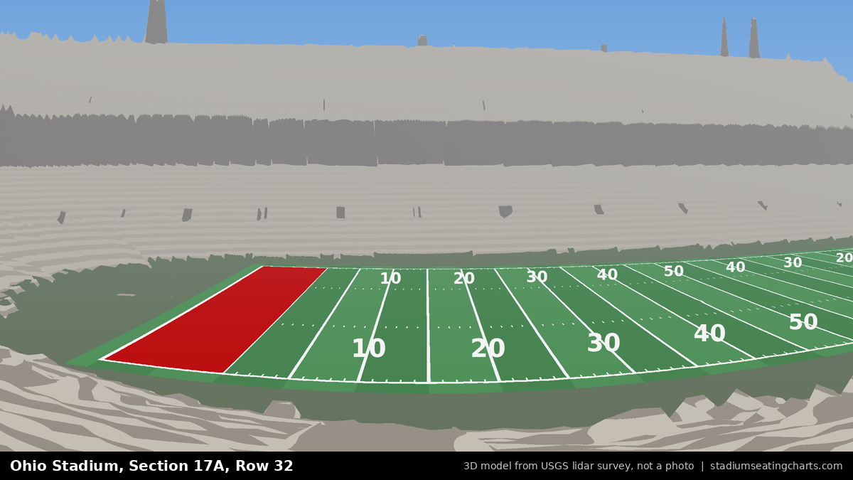View from Ohio Stadium Section 17A, Row 32, looking toward the field