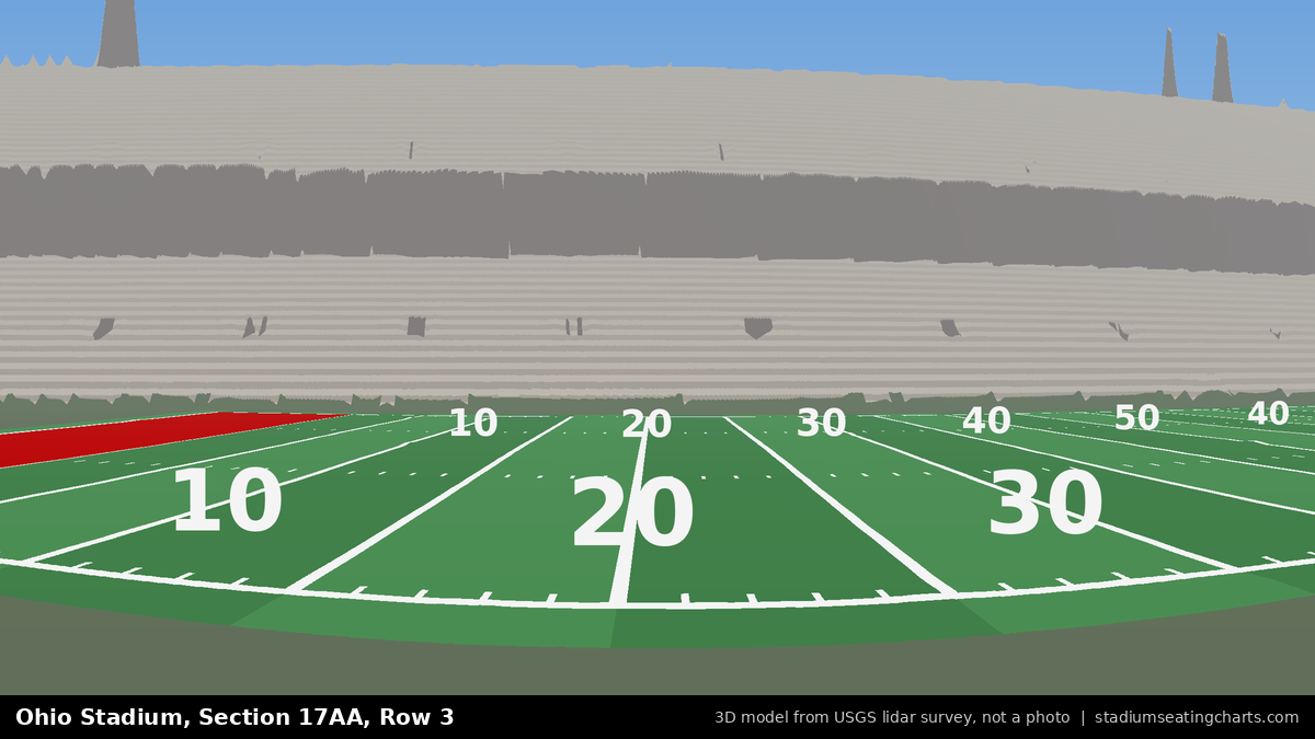 View from Ohio Stadium Section 17AA, Row 3, looking toward the field