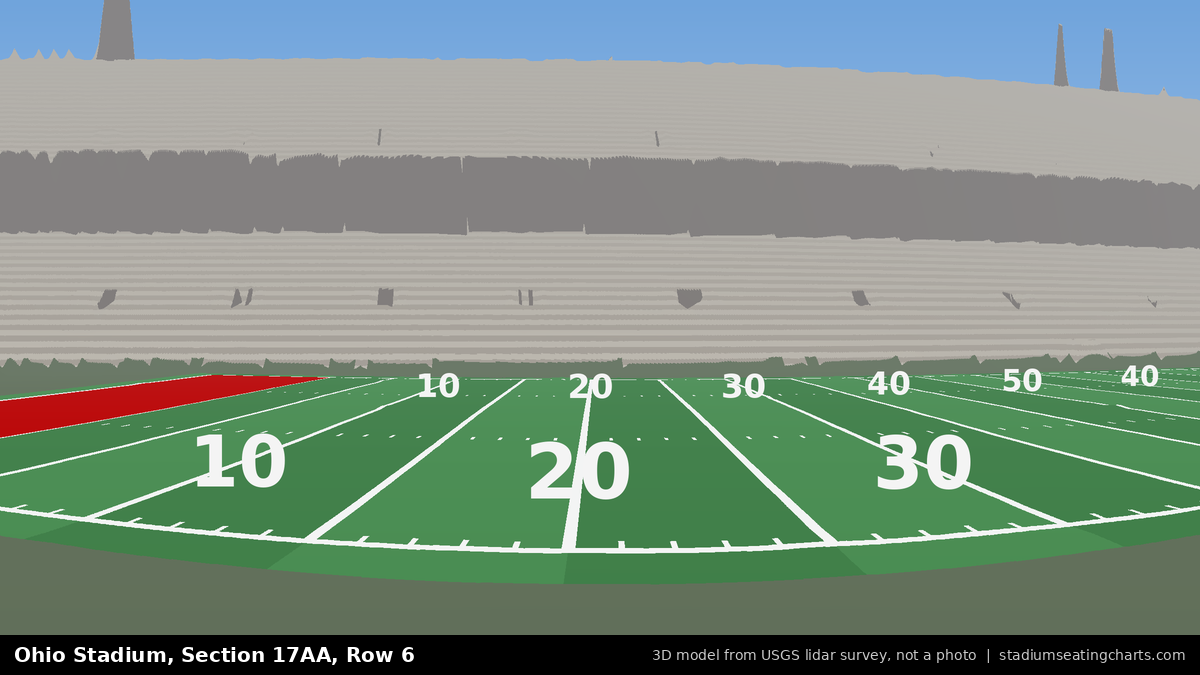 View from Ohio Stadium Section 17AA, Row 6, looking toward the field