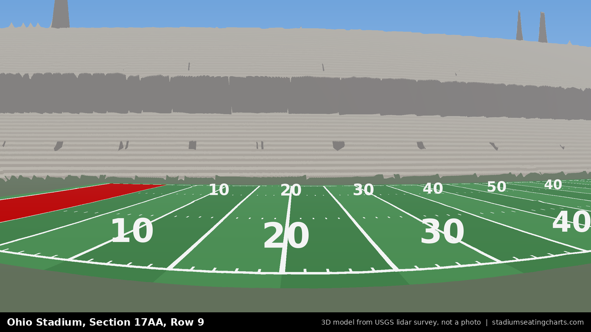 View from Ohio Stadium Section 17AA, Row 9, looking toward the field