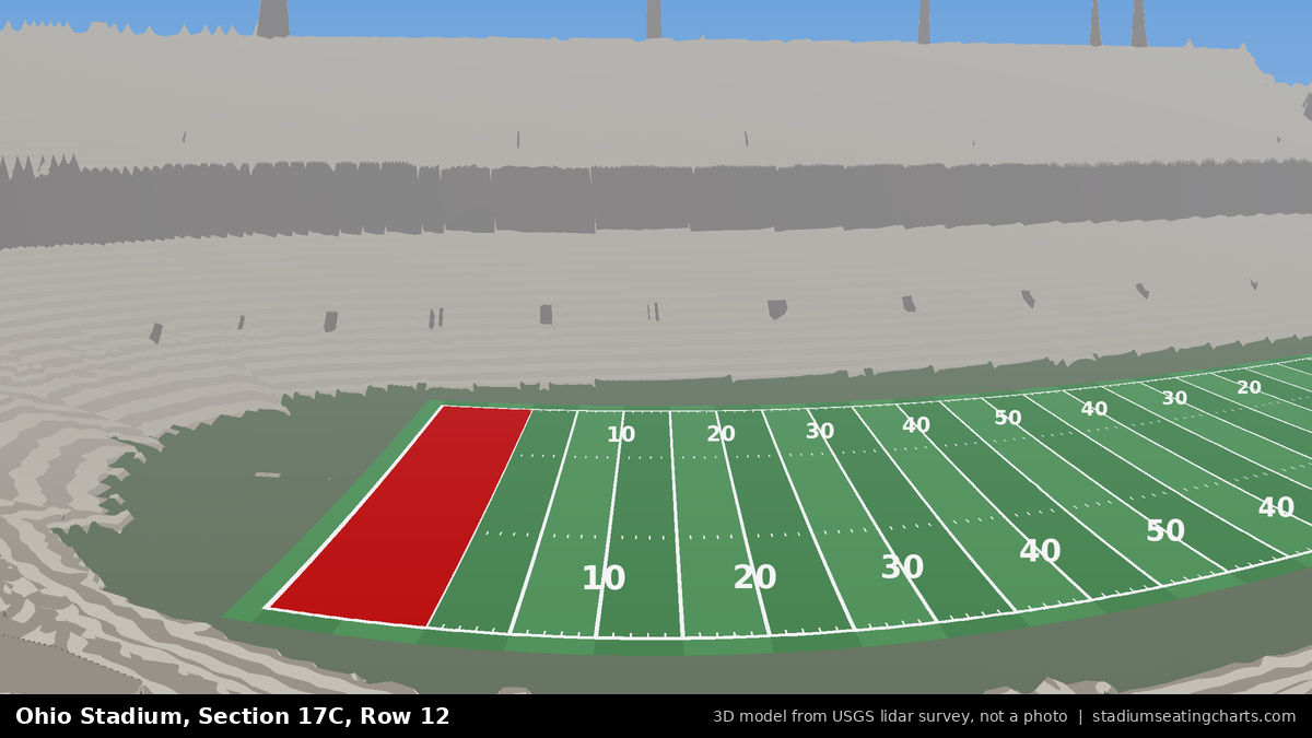 View from Ohio Stadium Section 17C, Row 12, looking toward the field