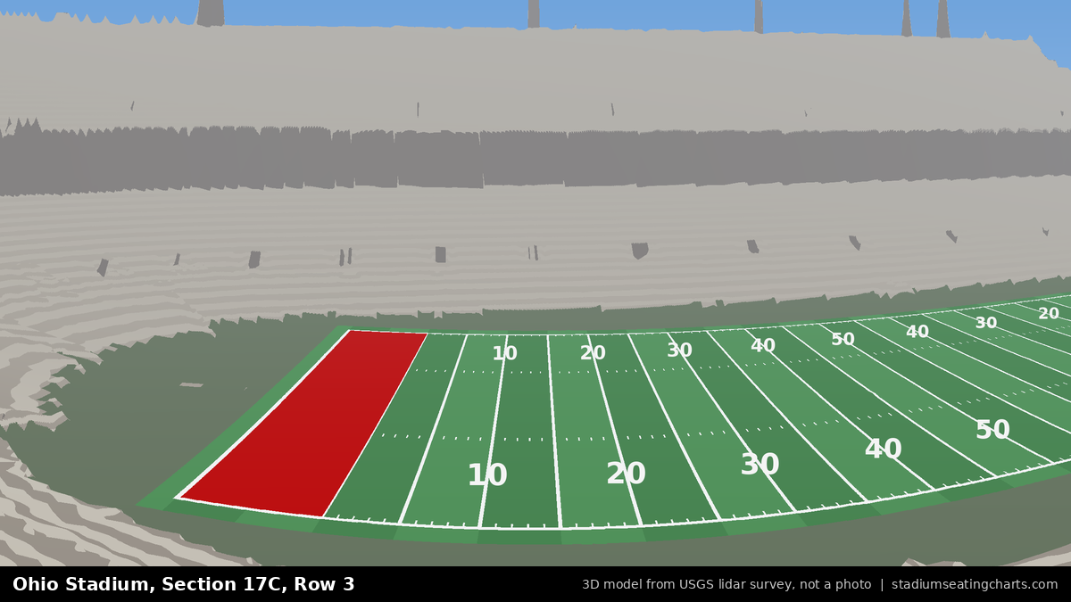 View from Ohio Stadium Section 17C, Row 3, looking toward the field