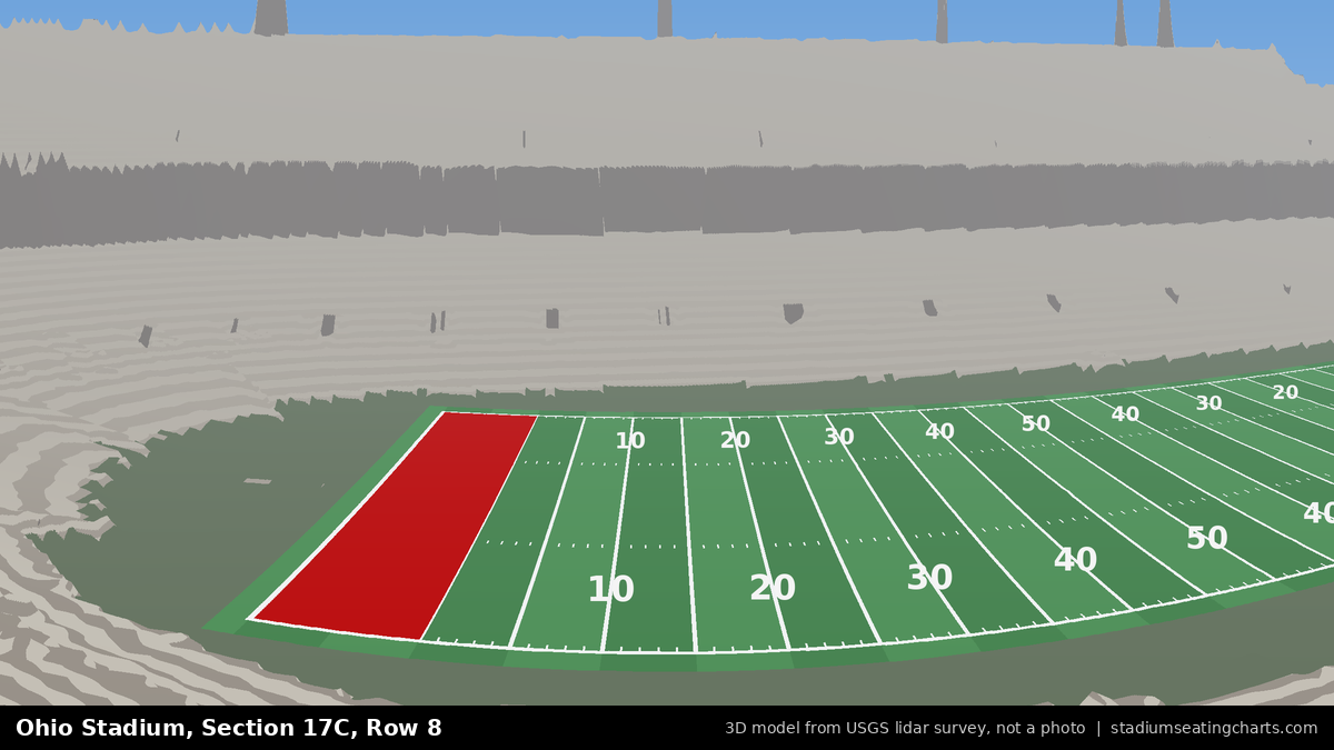View from Ohio Stadium Section 17C, Row 8, looking toward the field
