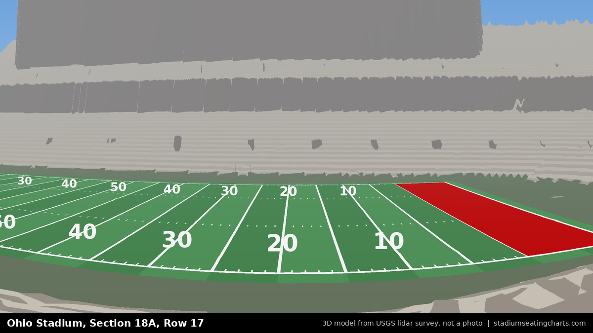 View from Ohio Stadium Section 18A, Row 17, looking toward the field