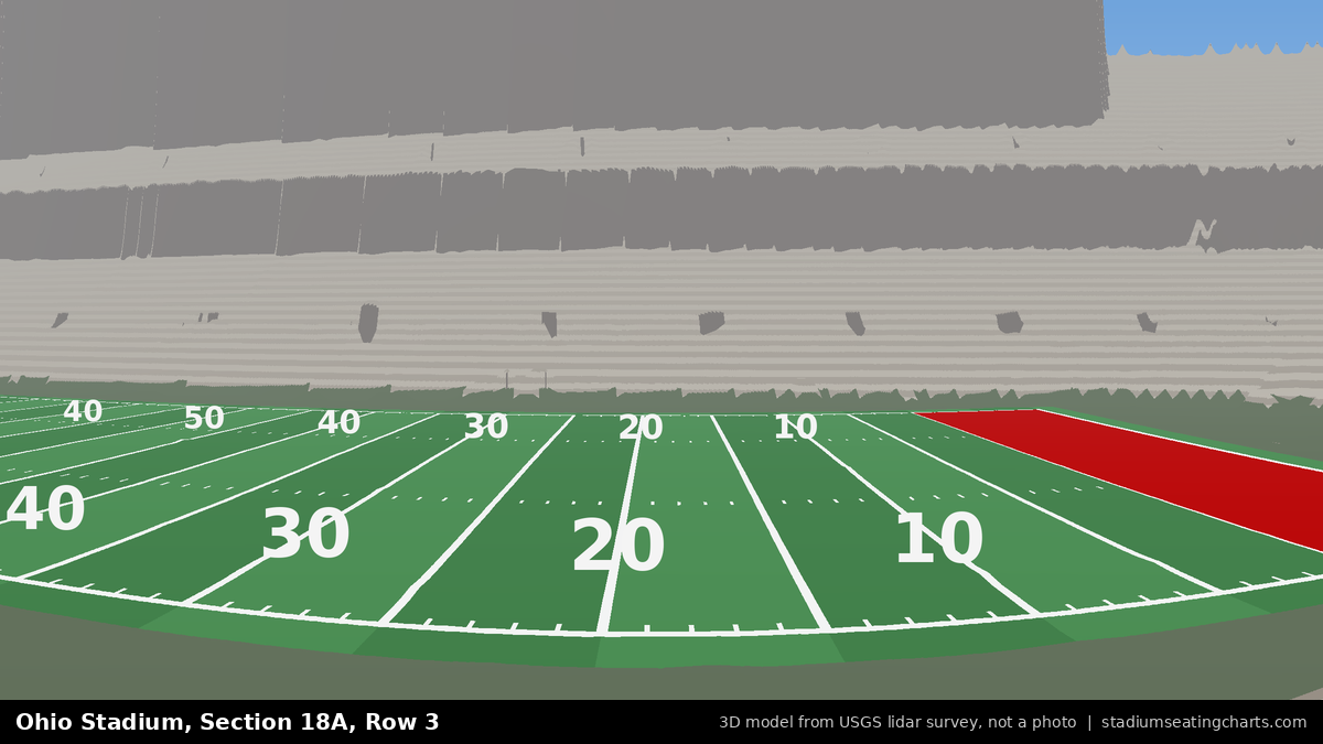 View from Ohio Stadium Section 18A, Row 3, looking toward the field