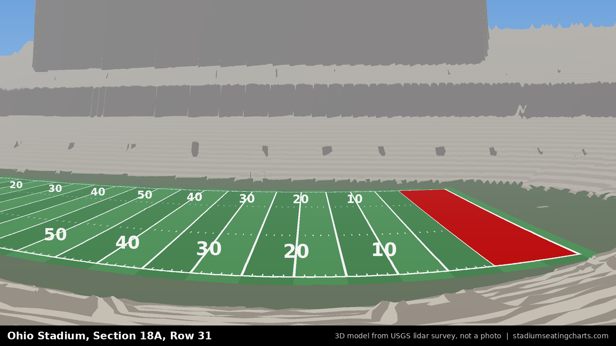 View from Ohio Stadium Section 18A, Row 31, looking toward the field